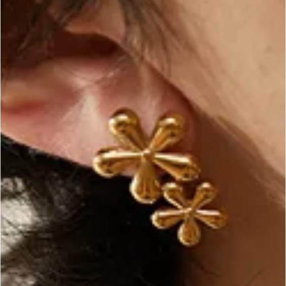 18K Gold Plated Stainless Steel Floral Stud Earrings
